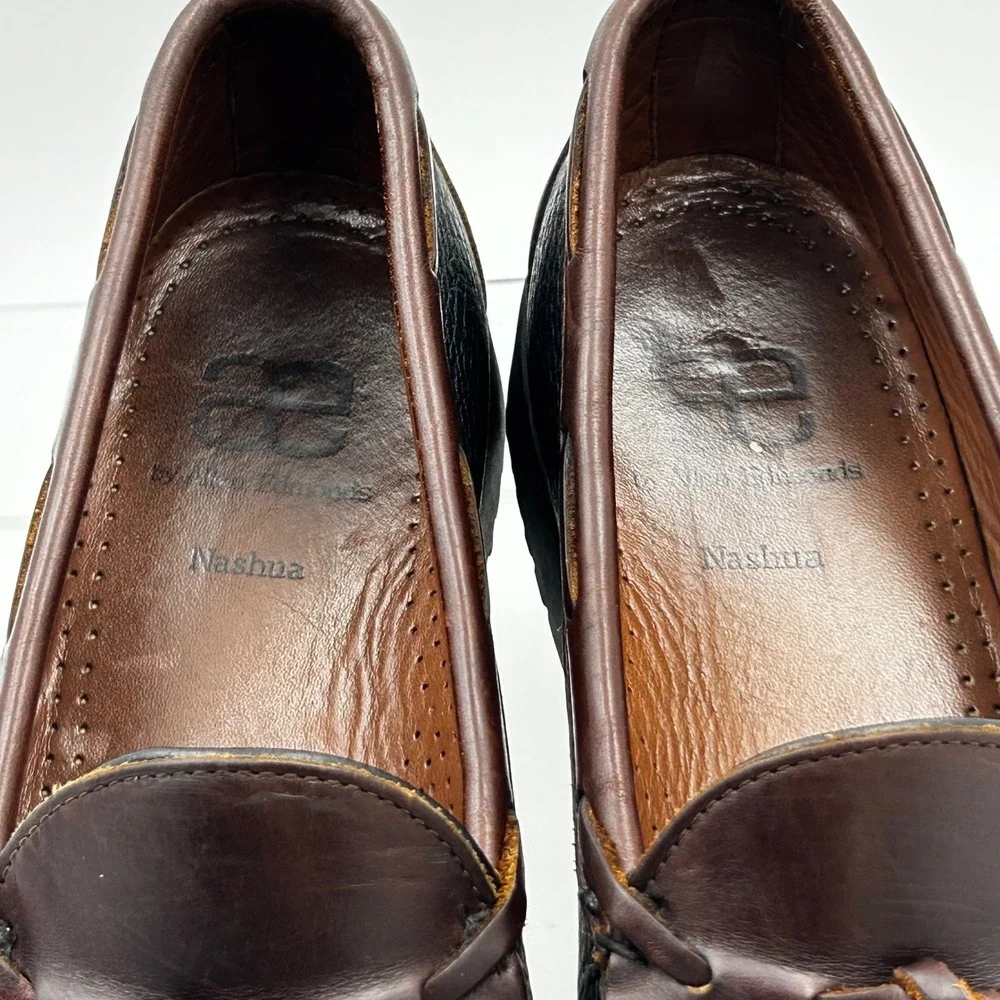 Allen Edmonds Nashua Loafers 9.5 Black Brown Tassel Kiltie Pebble Grain Preppy‎